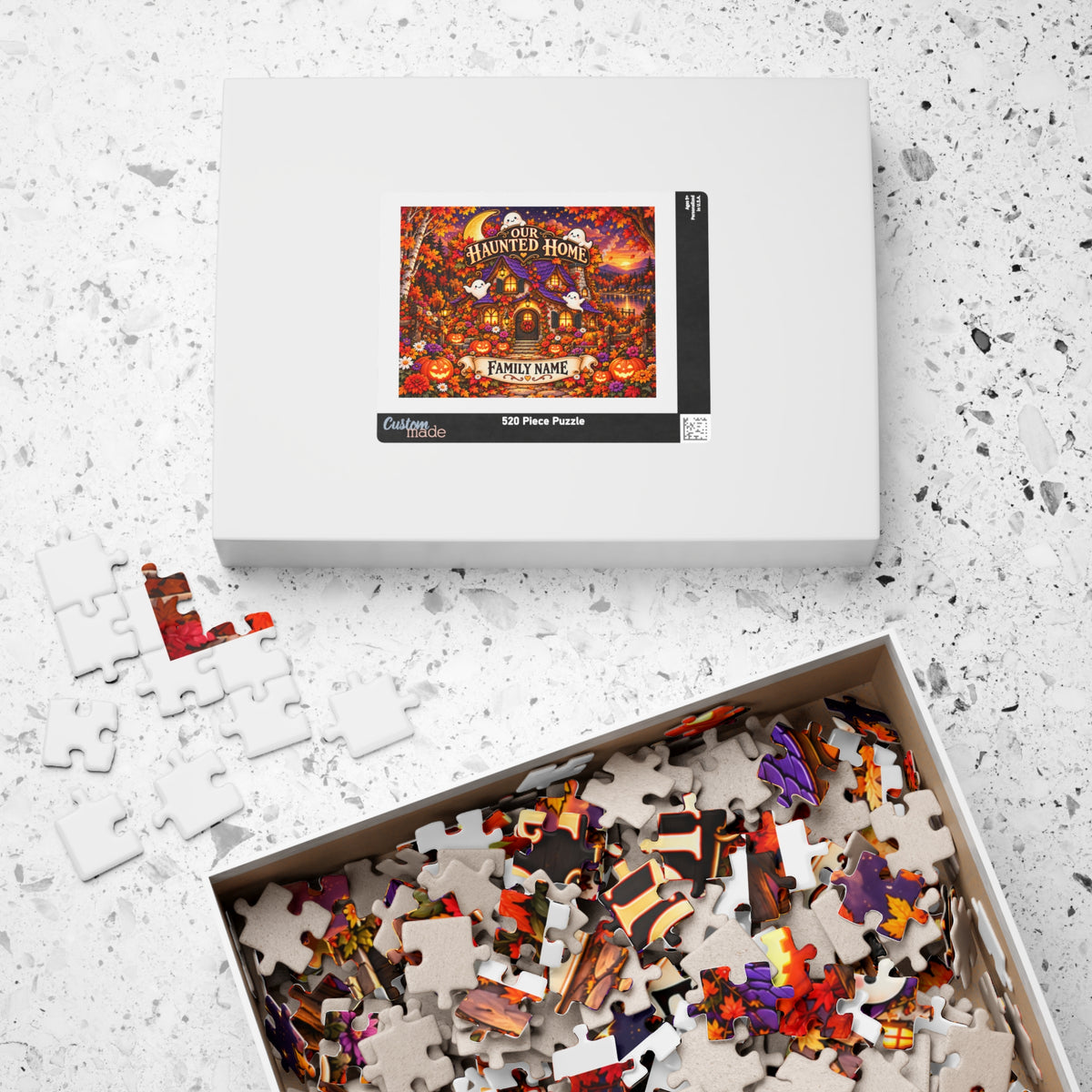 Our Haunted Home Personalized Halloween Jigsaw Puzzle – Custom Family Name