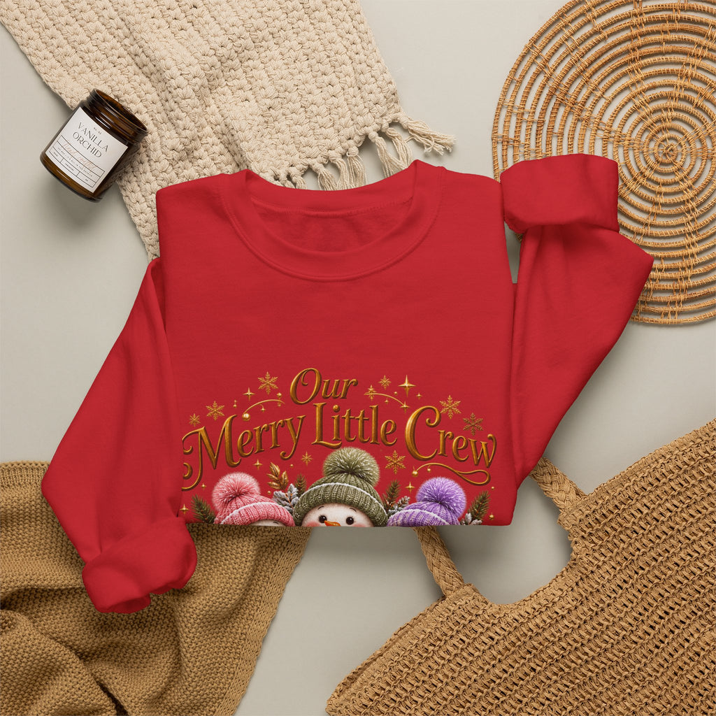 Personalized Snowman Christmas Sweatshirt – Our Merry Little Crew – Custom Kids Names