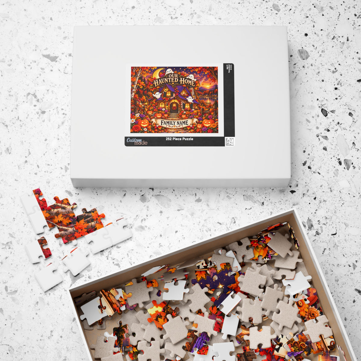 Our Haunted Home Personalized Halloween Jigsaw Puzzle – Custom Family Name