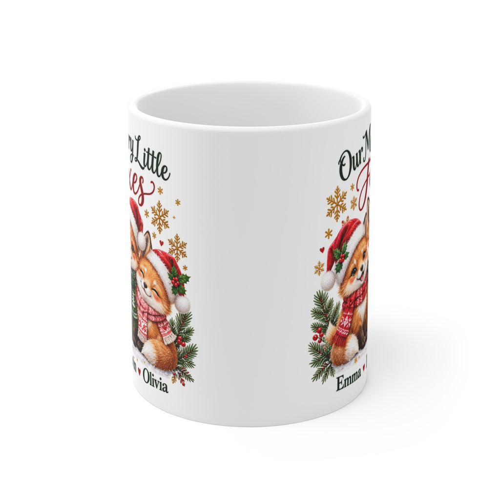 Our Merry Little Foxes Personalized Christmas Mug – Custom Fox Gift, 11oz