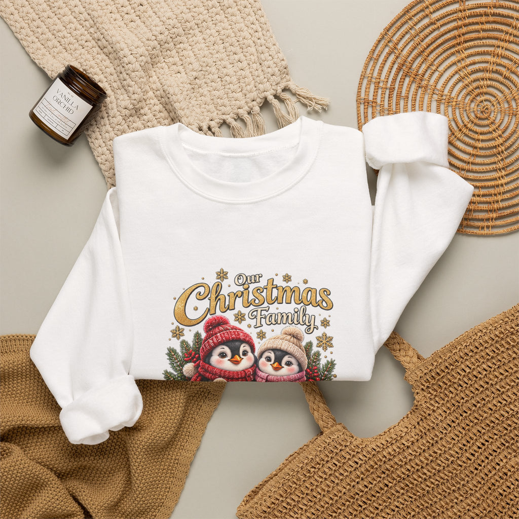 Personalized Penguin Family Christmas Sweatshirt – Custom Family Name Holiday Gift