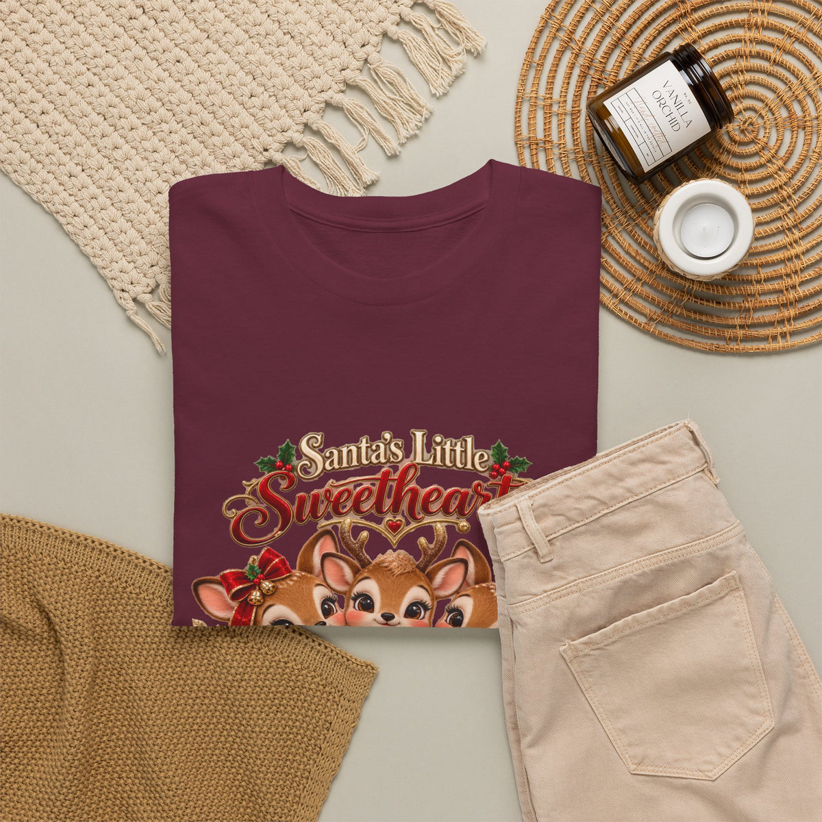 Personalized Christmas Reindeer Shirt – Santa’s Little Sweethearts Custom Kids Names