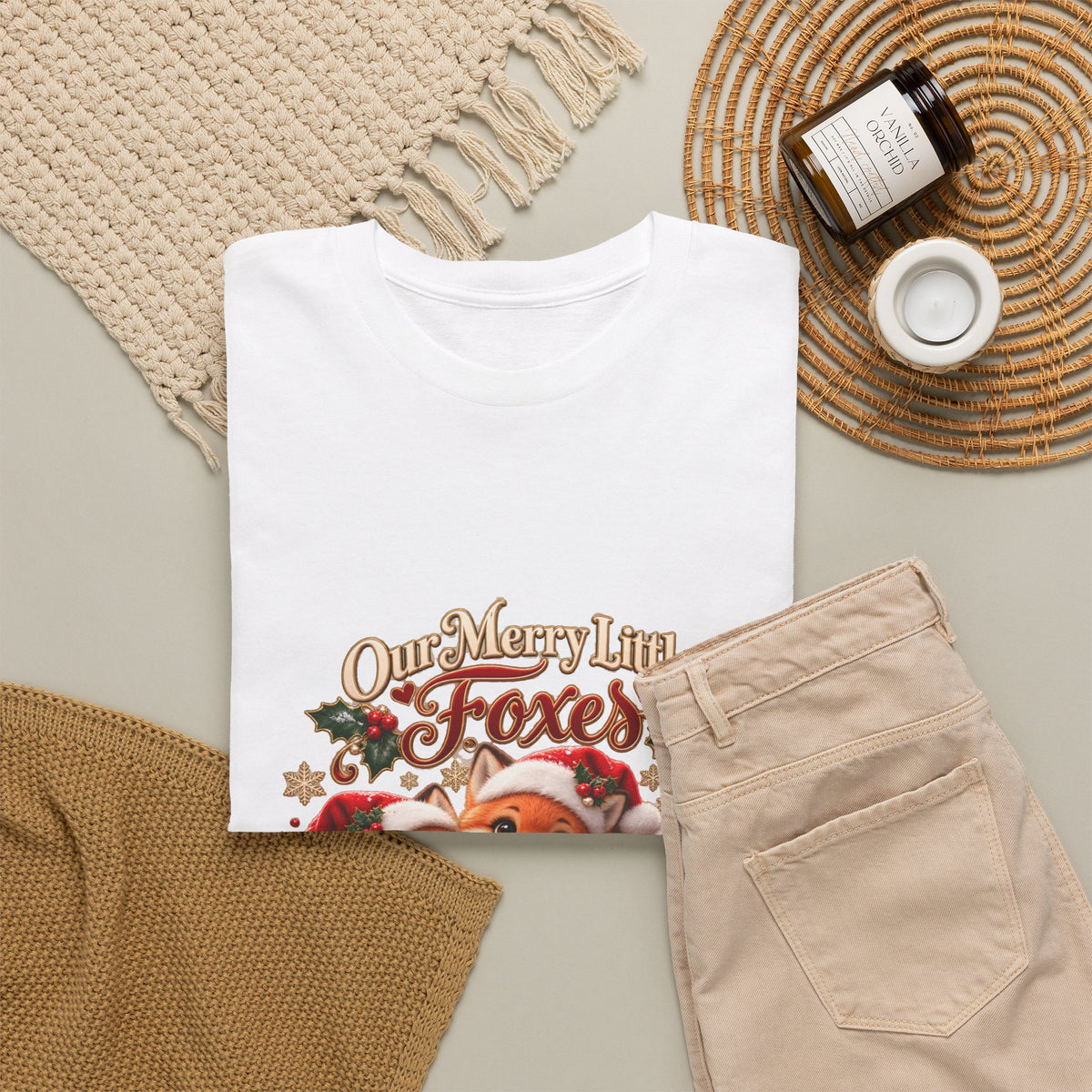 Personalized Christmas Fox Family Shirt – Custom Kids Names Holiday Mom Gift