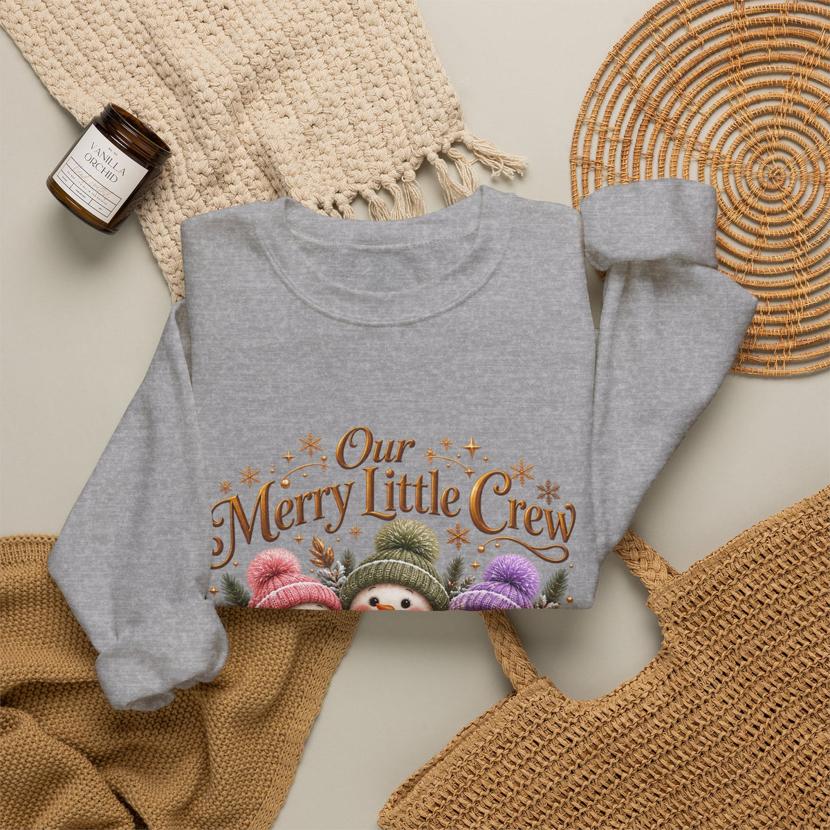 Personalized Snowman Christmas Sweatshirt – Our Merry Little Crew – Custom Kids Names