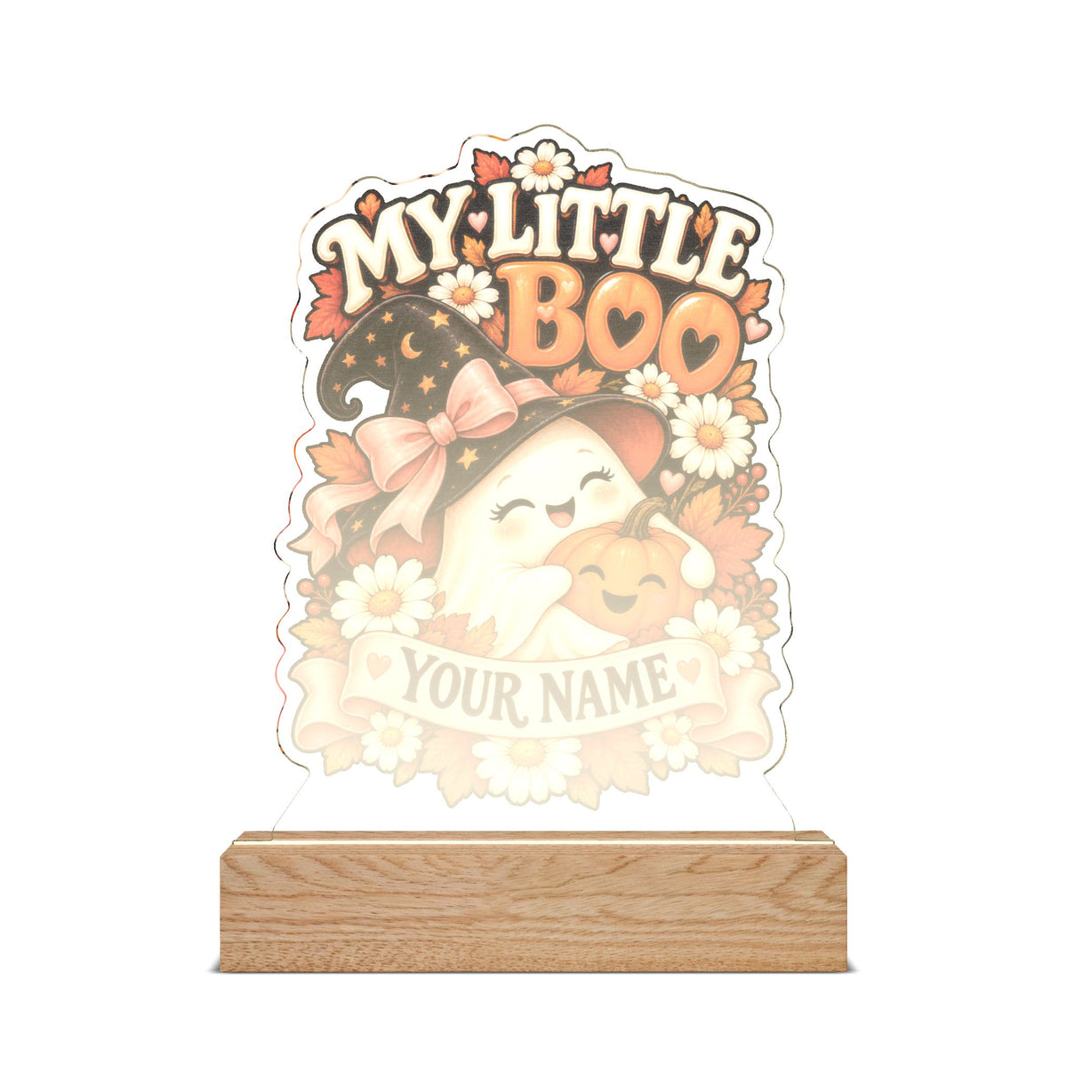 My Little Boo Personalized Halloween Acrylic Night Light – Custom Name Ghost Gift