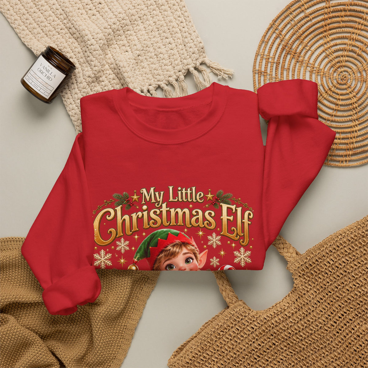 Personalized Christmas Elf Sweatshirt – Custom Name Holiday Crewneck