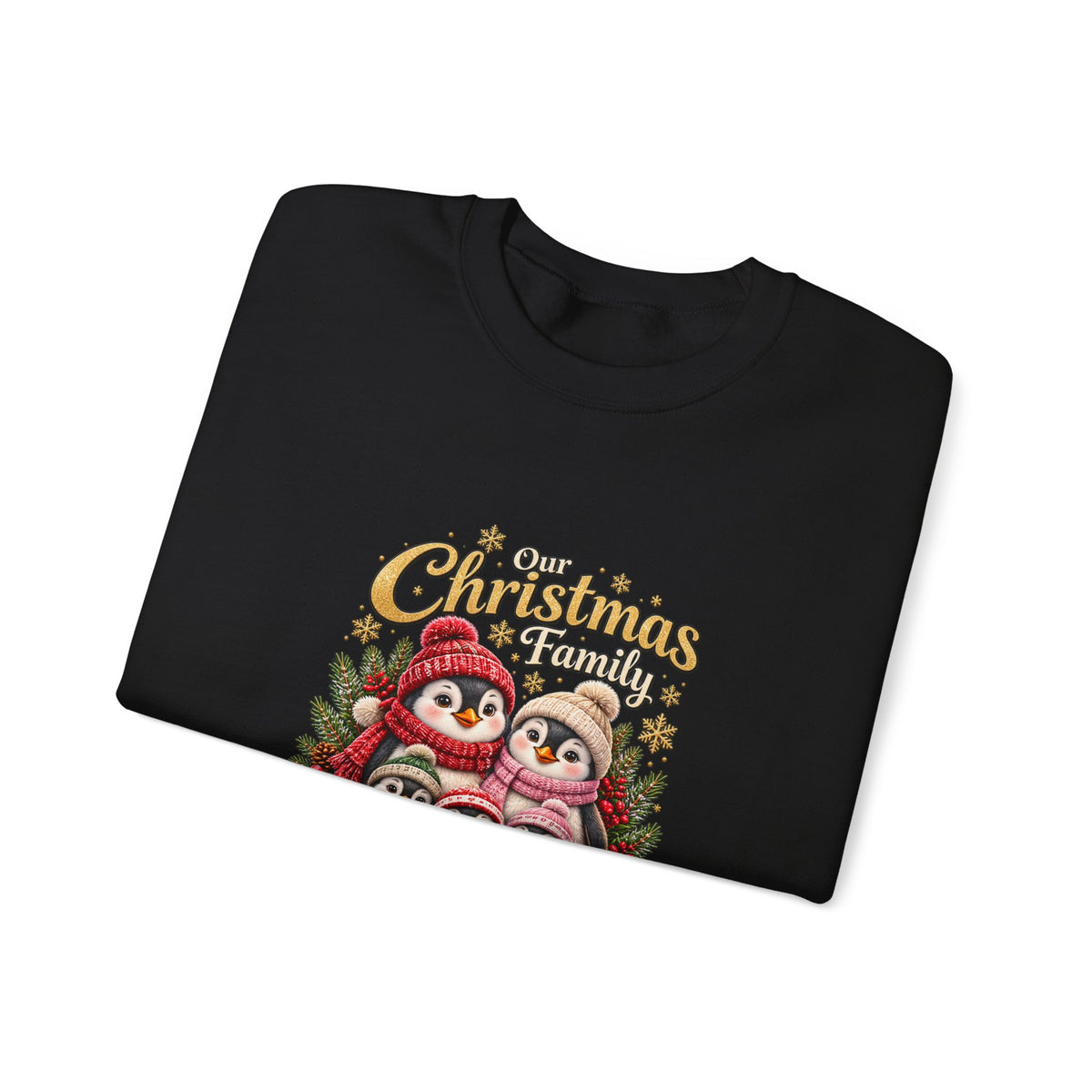 Personalized Penguin Family Christmas Sweatshirt – Custom Family Name Holiday Gift