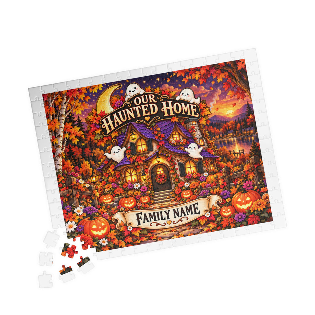 Our Haunted Home Personalized Halloween Jigsaw Puzzle – Custom Family Name