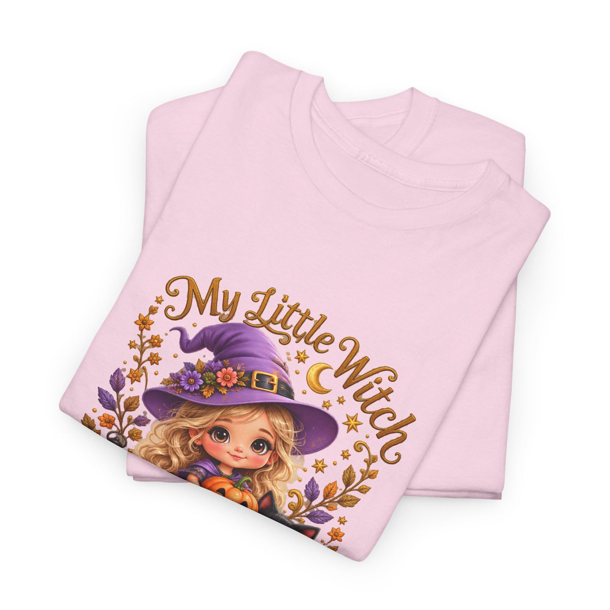 Personalized Little Witch Halloween Shirt – Custom Name Tee – Cute Witch and Black Cat Design