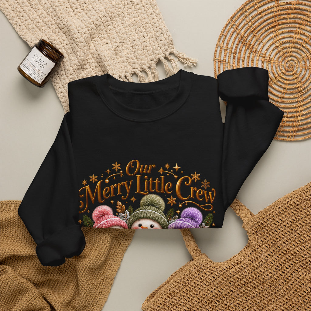 Personalized Snowman Christmas Sweatshirt – Our Merry Little Crew – Custom Kids Names