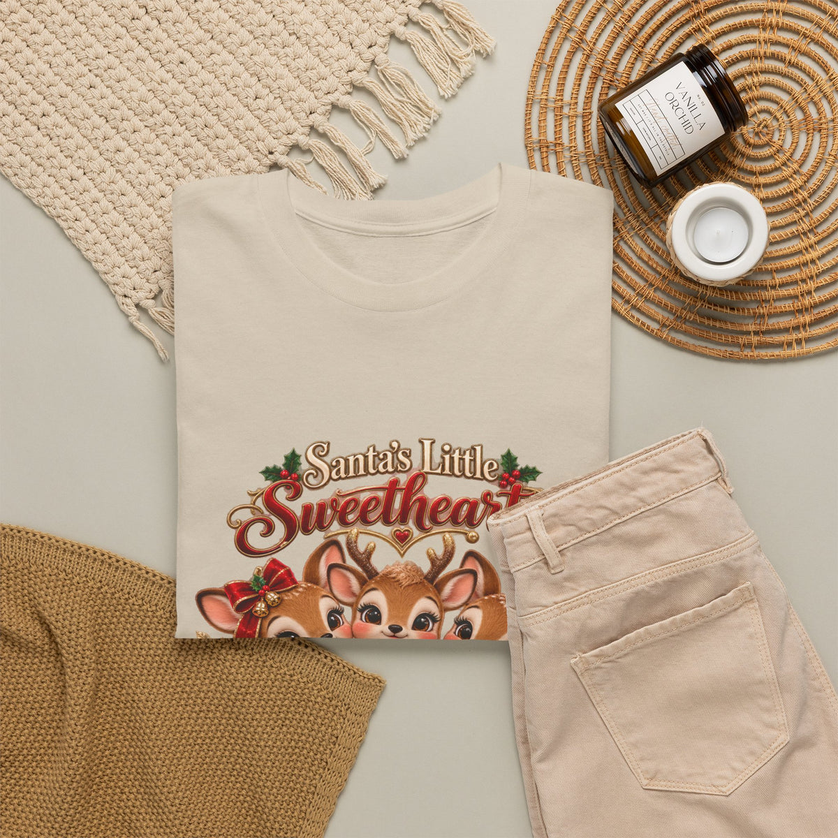 Personalized Christmas Reindeer Shirt – Santa’s Little Sweethearts Custom Kids Names