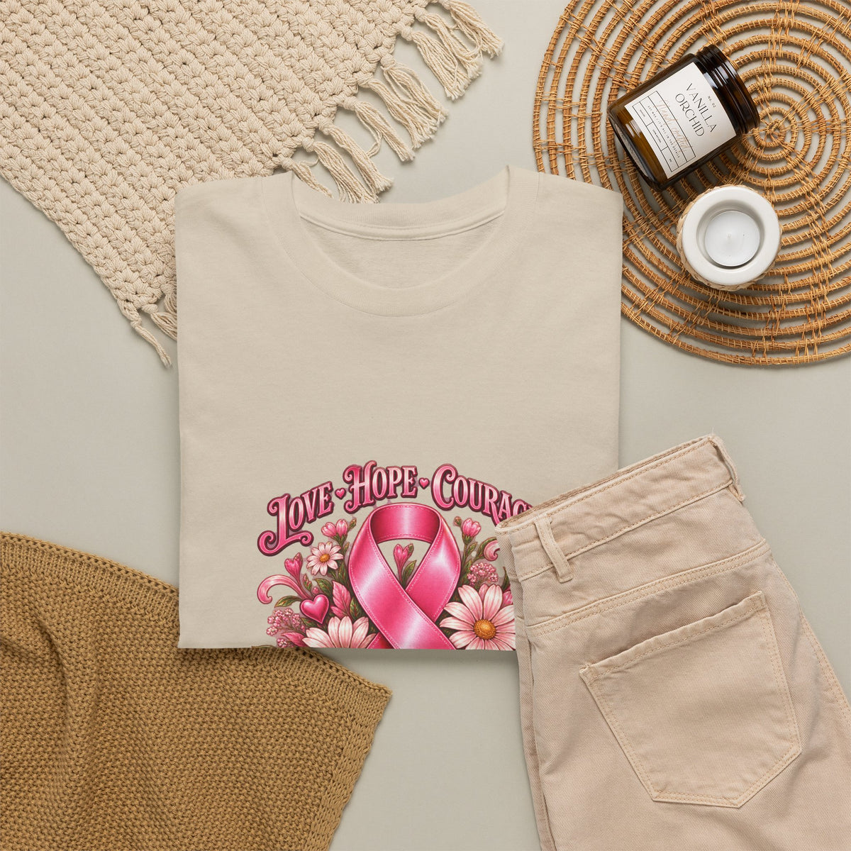 Love, Hope, Courage Personalized Pink October Awareness T-Shirt