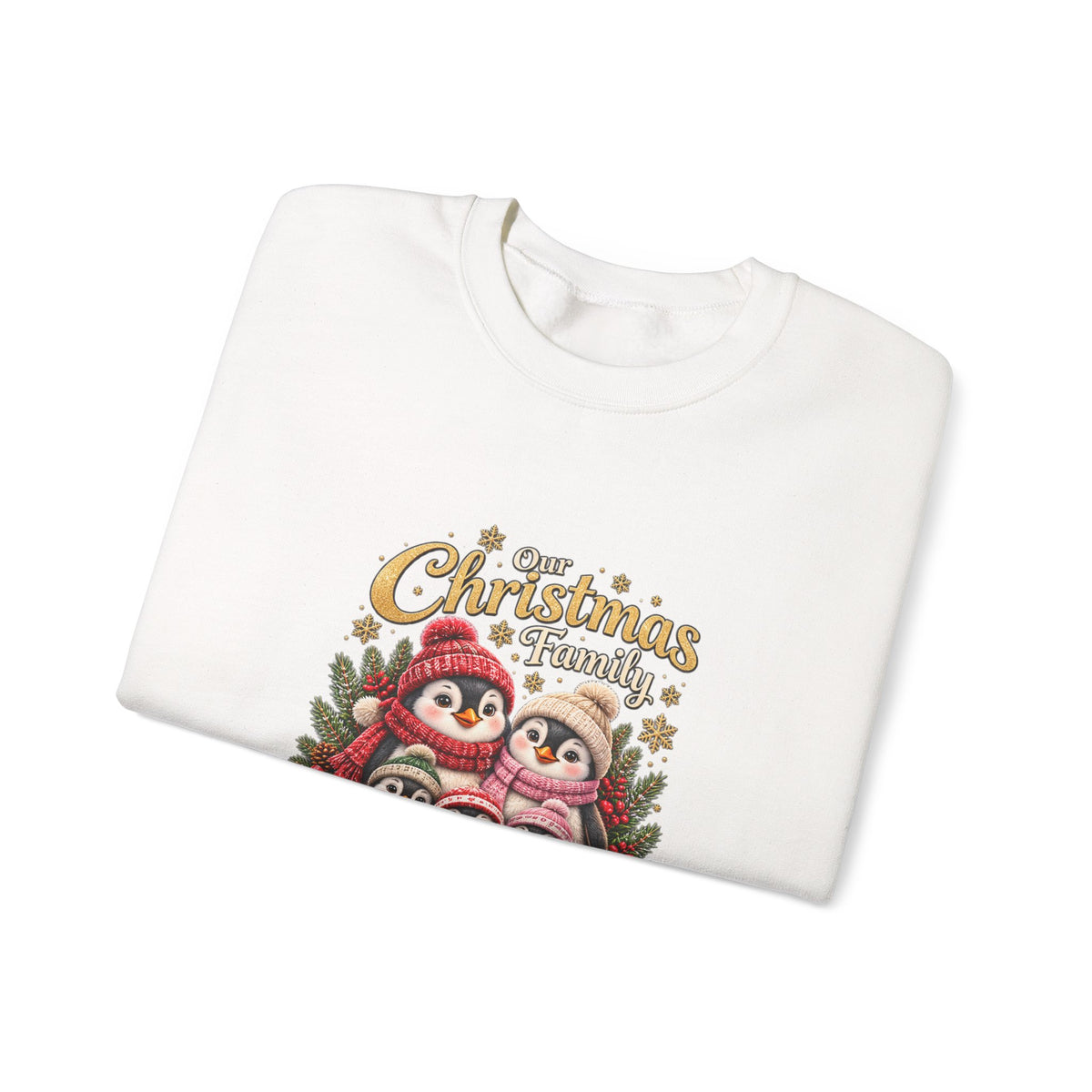 Personalized Penguin Family Christmas Sweatshirt – Custom Family Name Holiday Gift