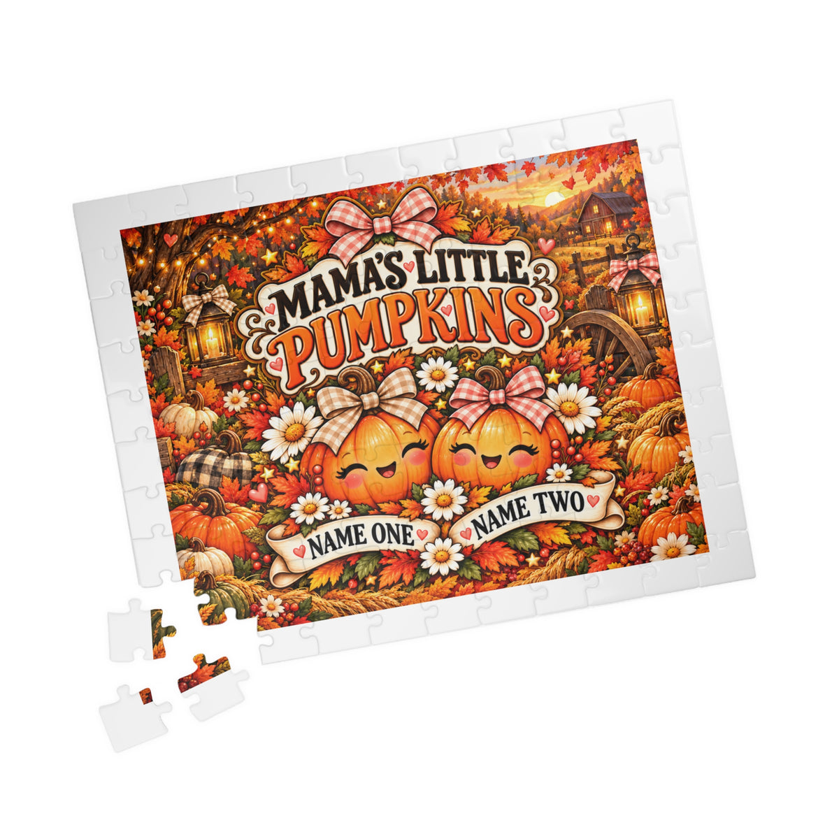 Mama’s Little Pumpkins Personalized Halloween Jigsaw Puzzle – Custom Two Names
