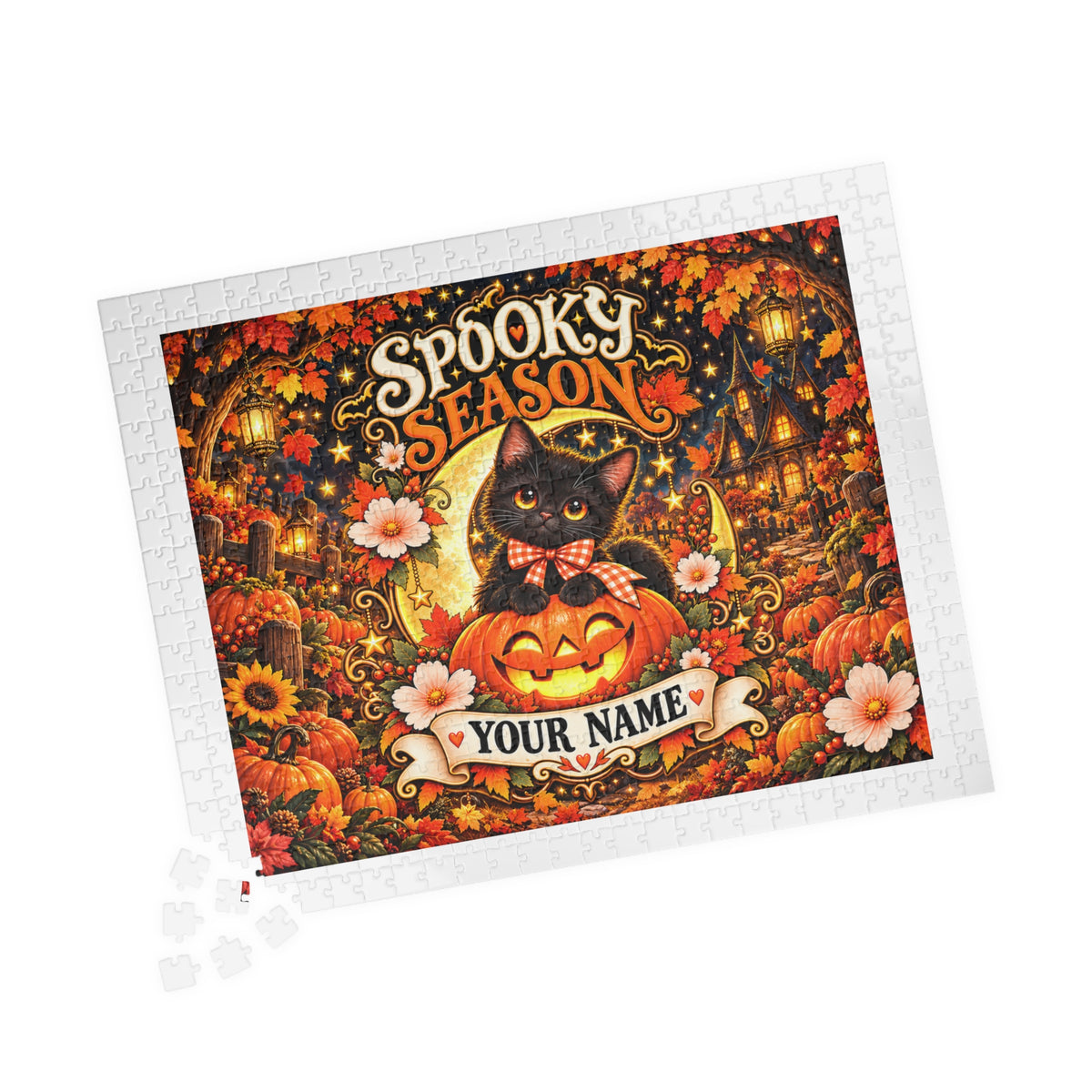 Spooky Season Personalized Halloween Jigsaw Puzzle – Custom Name