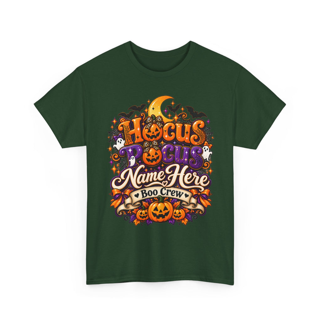 Hocus Pocus Personalized Halloween Tee — "Name Here" Boo Crew Pumpkin Shirt