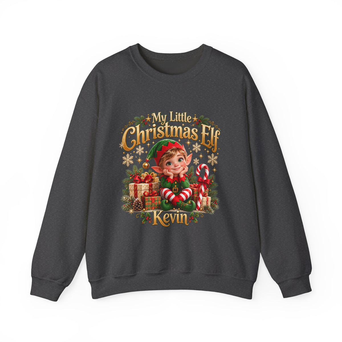 Personalized Christmas Elf Sweatshirt – Custom Name Holiday Crewneck
