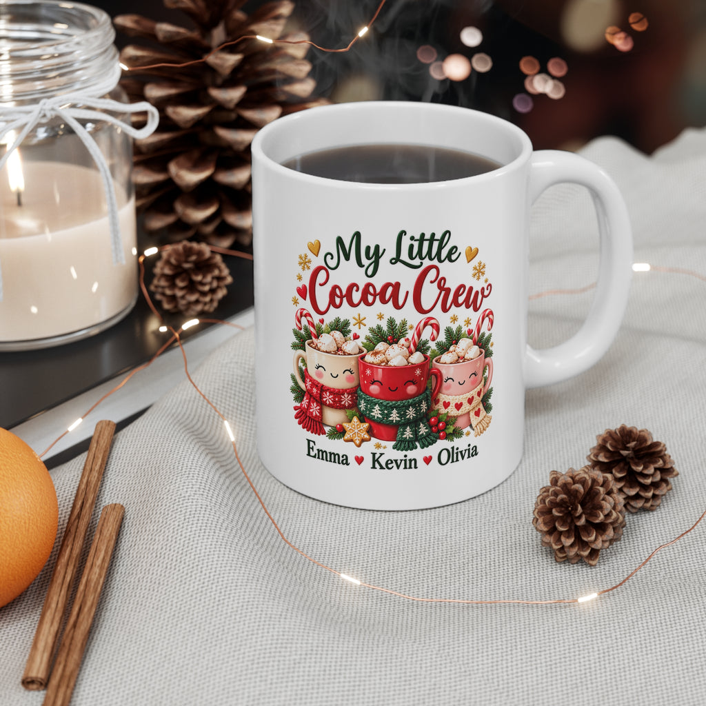 My Little Cocoa Crew Personalized Christmas Mug – Custom Hot Cocoa Gift, 11oz