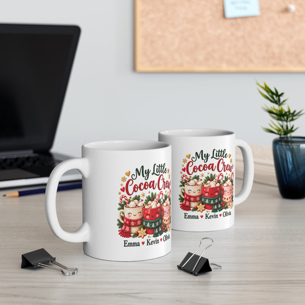 My Little Cocoa Crew Personalized Christmas Mug – Custom Hot Cocoa Gift, 11oz