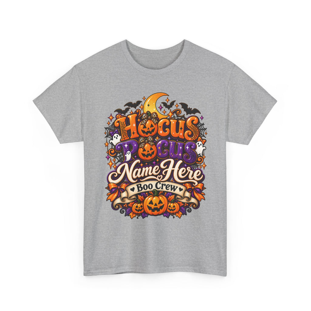 Hocus Pocus Personalized Halloween Tee — "Name Here" Boo Crew Pumpkin Shirt