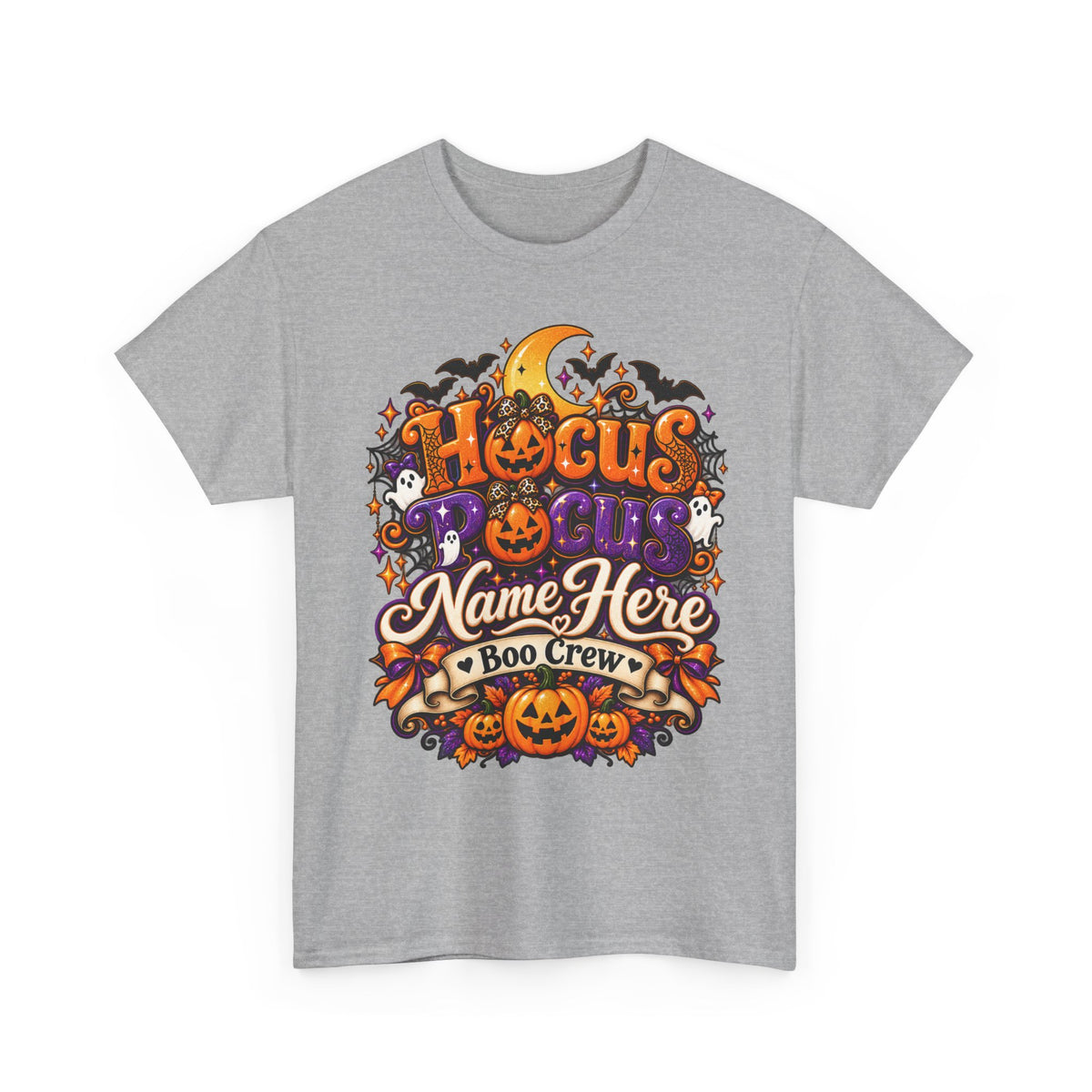 Hocus Pocus Personalized Halloween Tee — "Name Here" Boo Crew Pumpkin Shirt