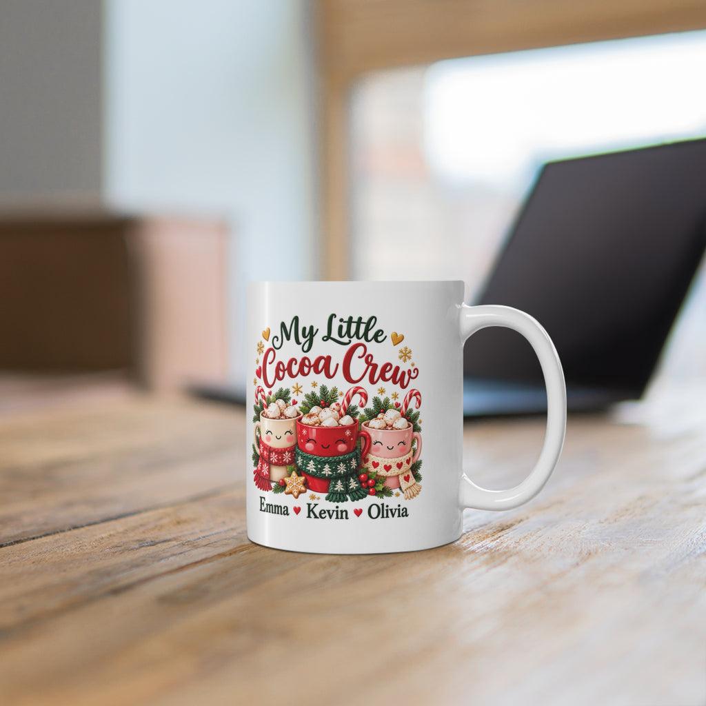 My Little Cocoa Crew Personalized Christmas Mug – Custom Hot Cocoa Gift, 11oz