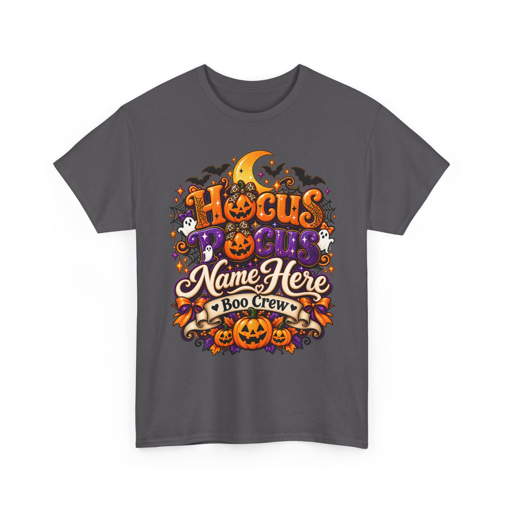 Hocus Pocus Personalized Halloween Tee — "Name Here" Boo Crew Pumpkin Shirt