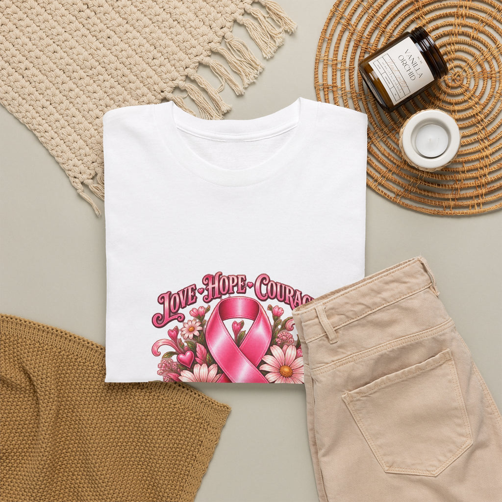 Love, Hope, Courage Personalized Pink October Awareness T-Shirt