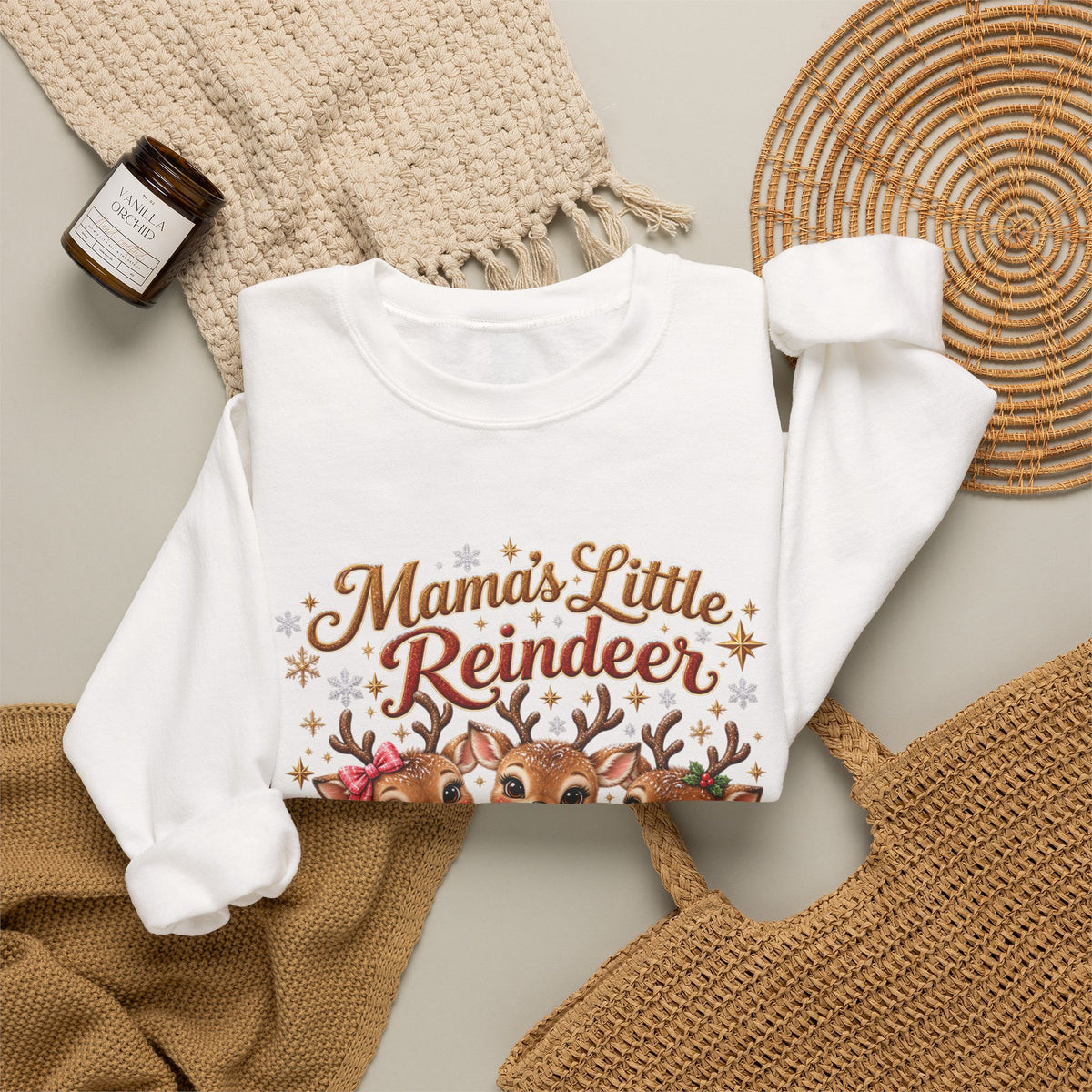 Mama’s Little Reindeer Personalized Christmas Sweatshirt – Custom Kids Names