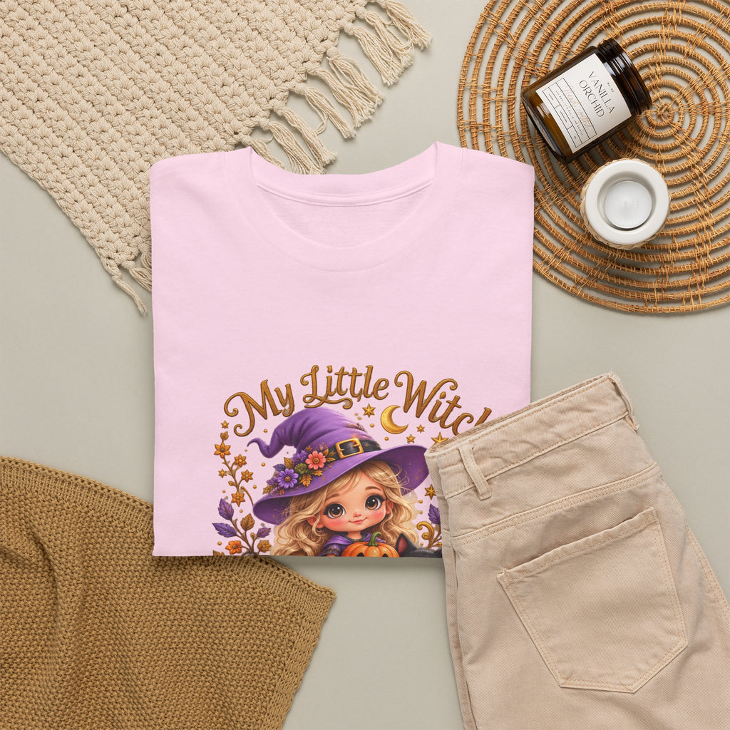 Personalized Little Witch Halloween Shirt – Custom Name Tee – Cute Witch and Black Cat Design
