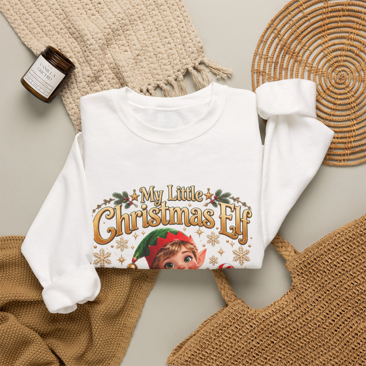 Personalized Christmas Elf Sweatshirt – Custom Name Holiday Crewneck