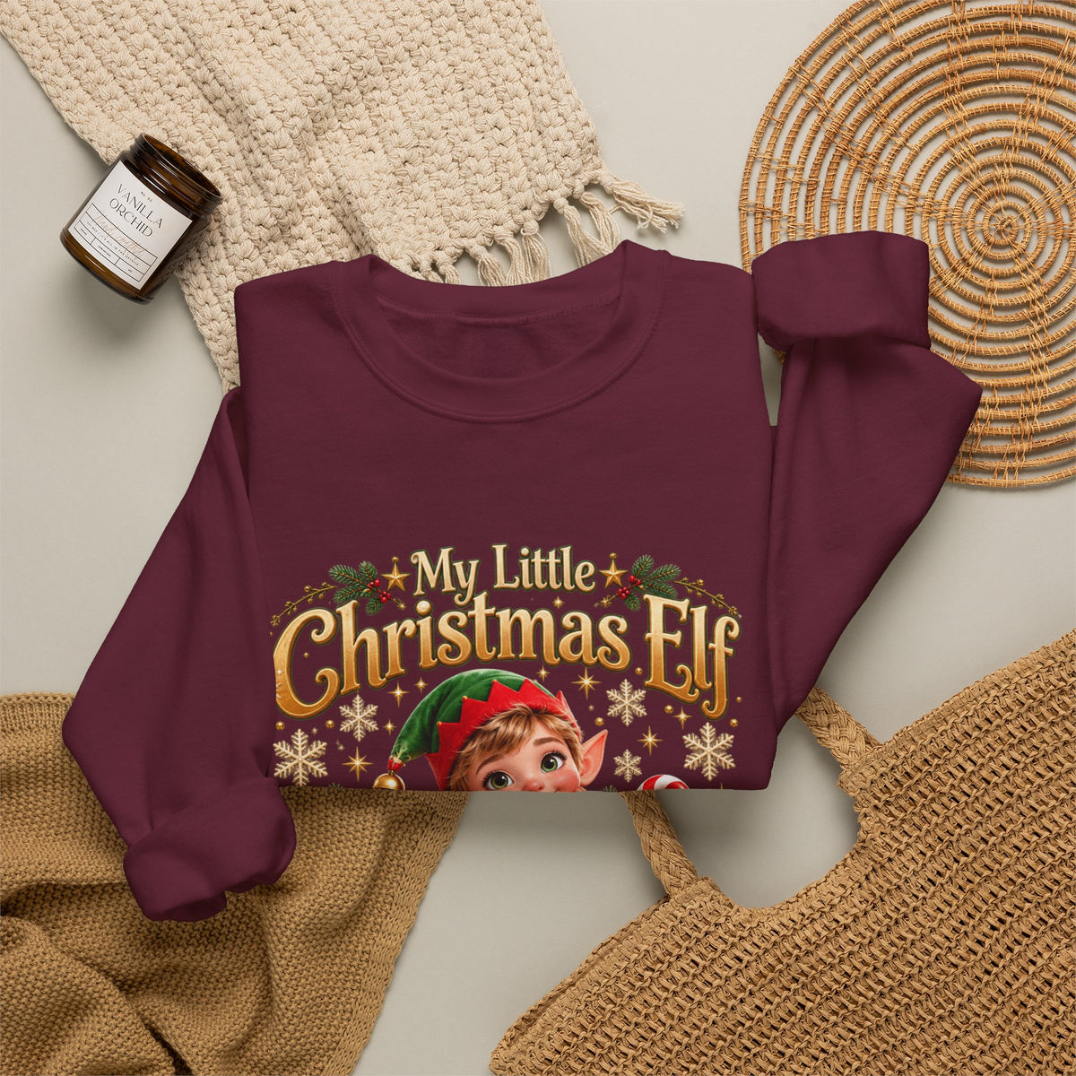 Personalized Christmas Elf Sweatshirt – Custom Name Holiday Crewneck