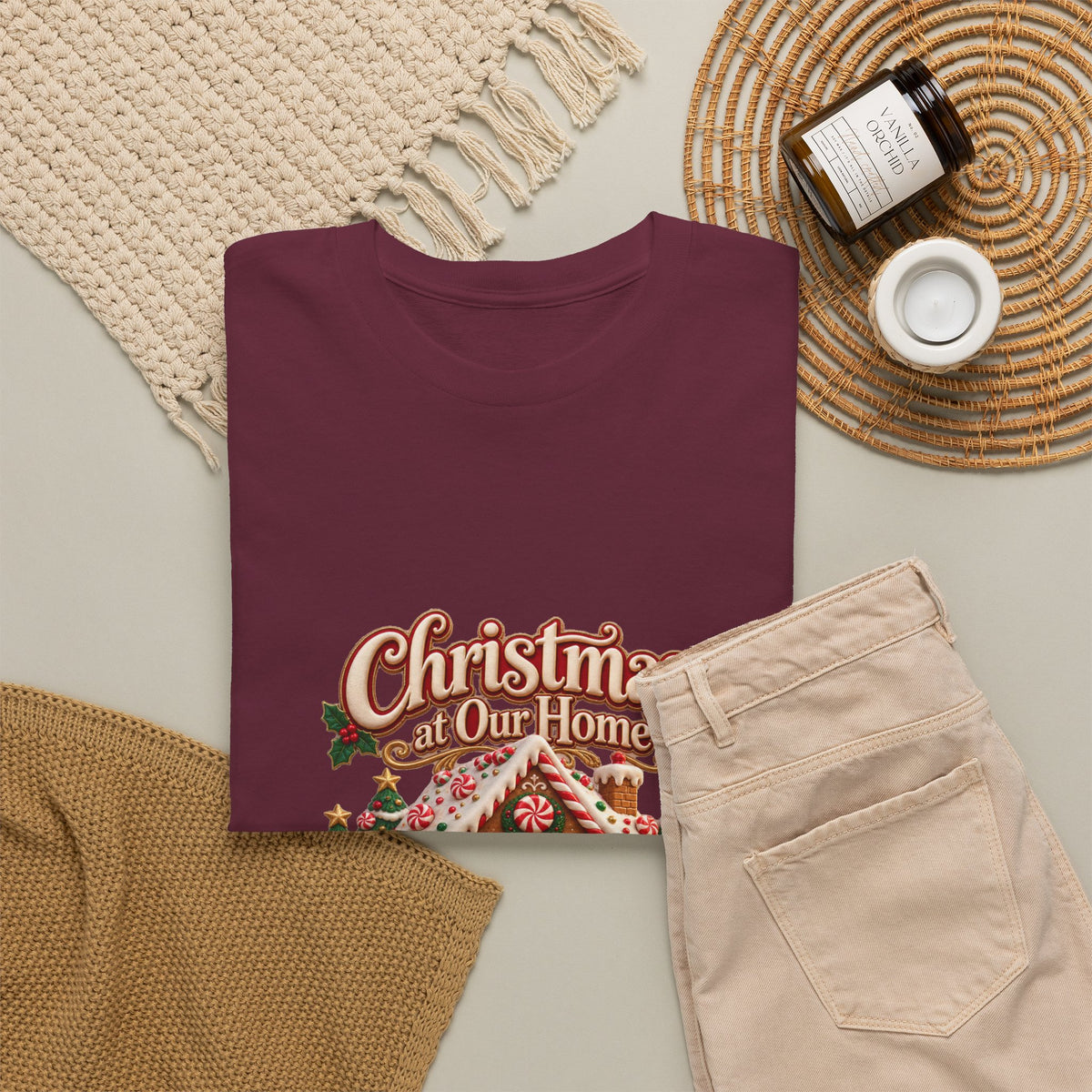 Personalized Family Christmas Shirt – Custom Family Name Gingerbread House Holiday Tee