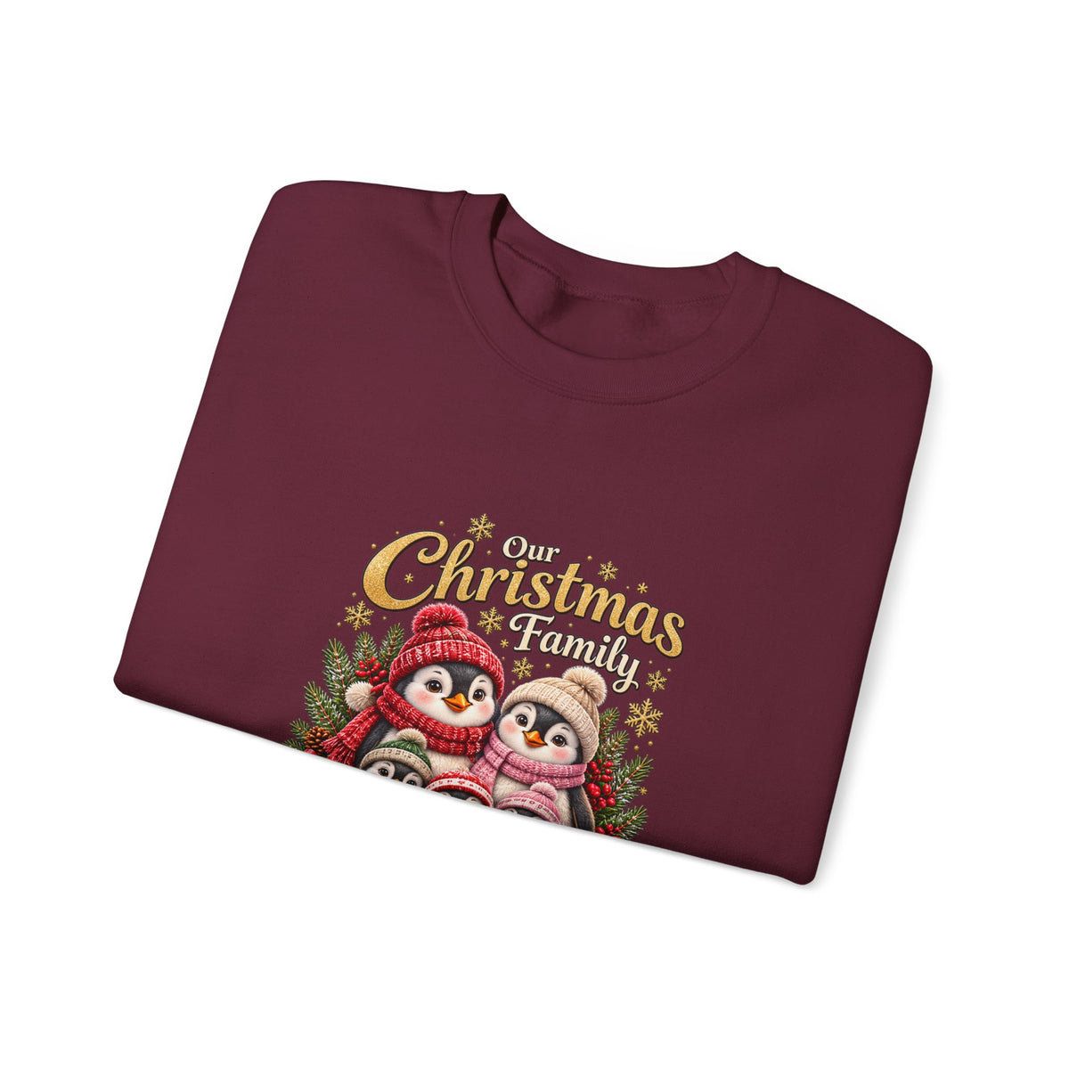 Personalized Penguin Family Christmas Sweatshirt – Custom Family Name Holiday Gift