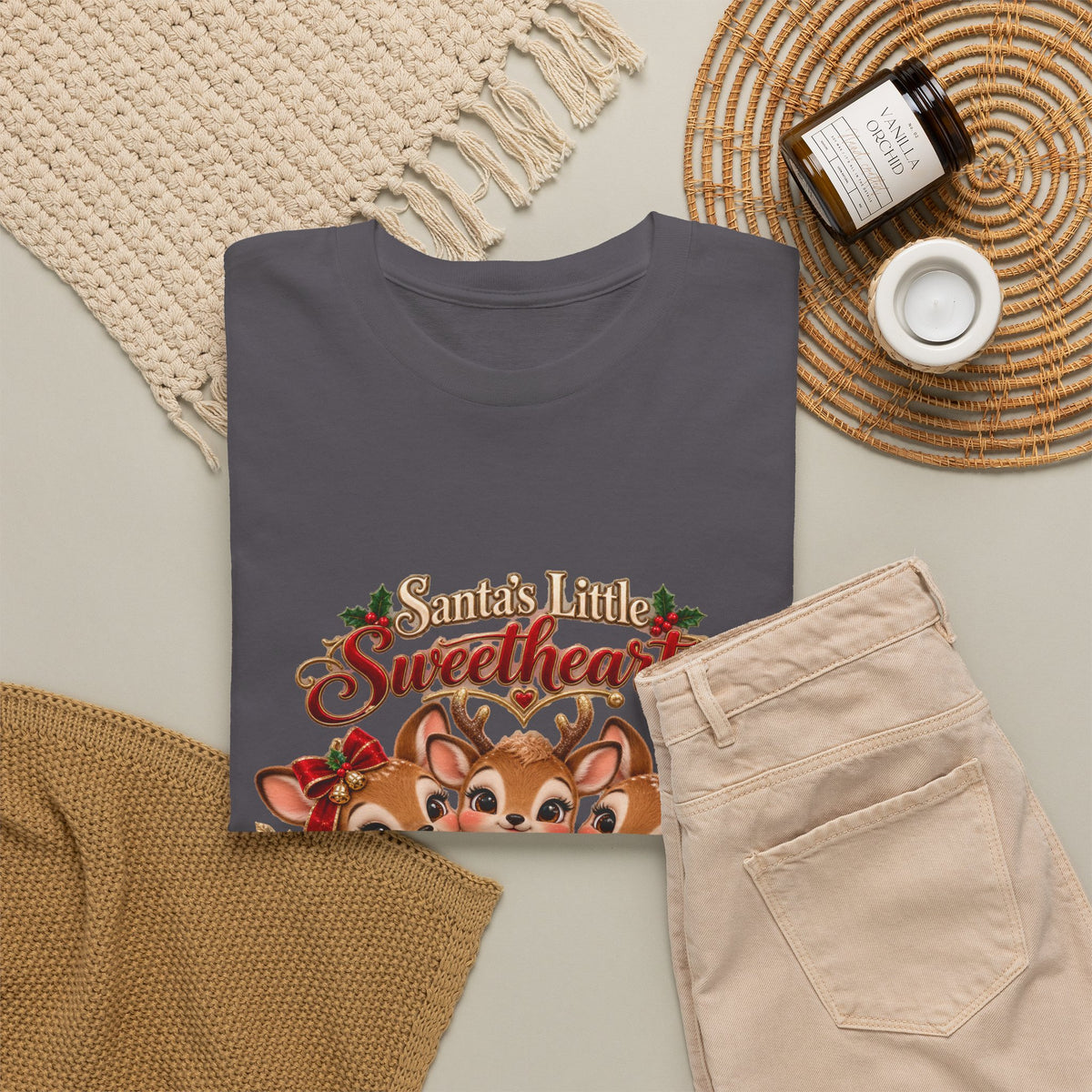 Personalized Christmas Reindeer Shirt – Santa’s Little Sweethearts Custom Kids Names