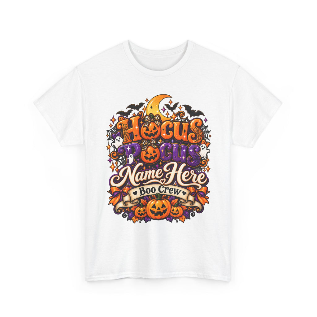 Hocus Pocus Personalized Halloween Tee — "Name Here" Boo Crew Pumpkin Shirt