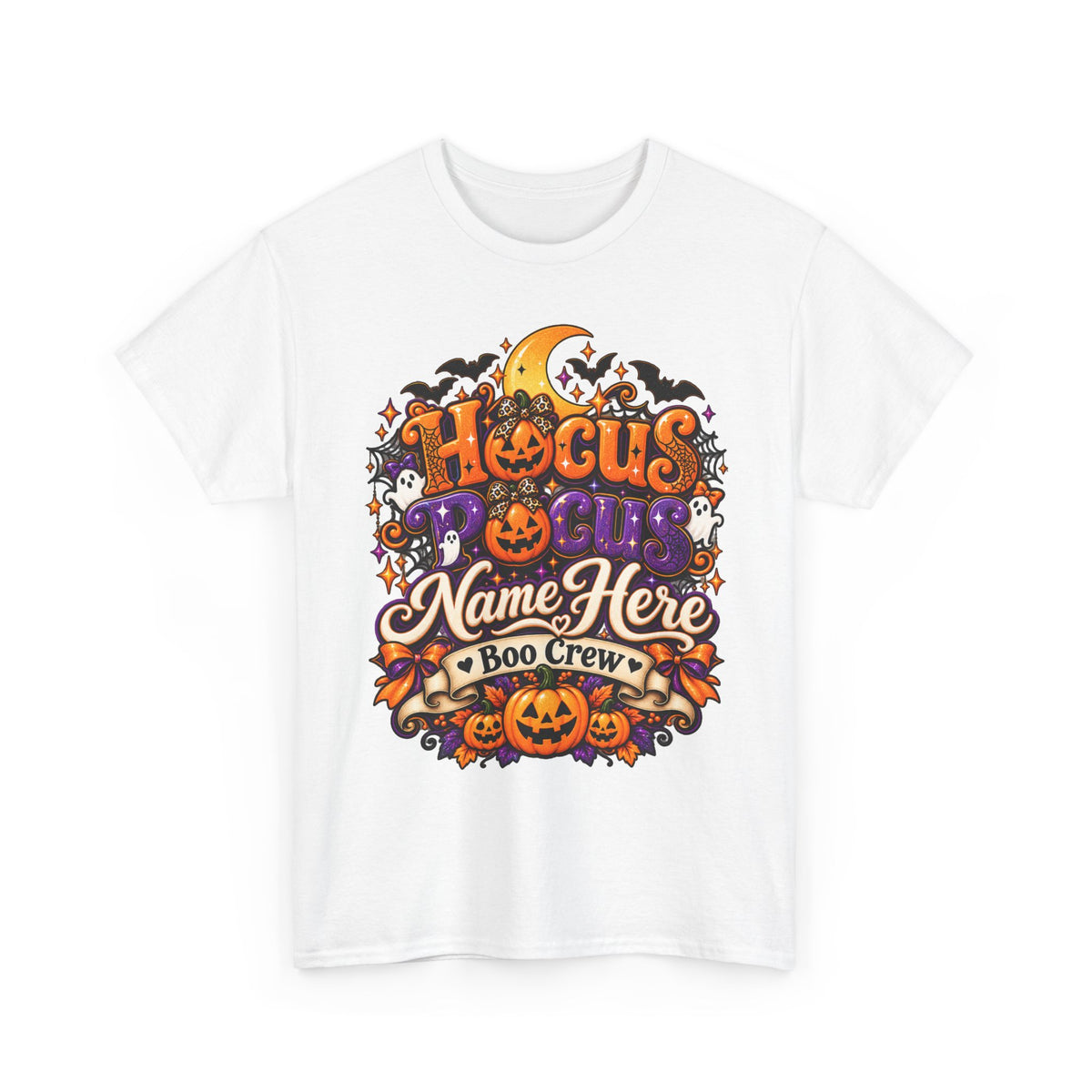Hocus Pocus Personalized Halloween Tee — "Name Here" Boo Crew Pumpkin Shirt