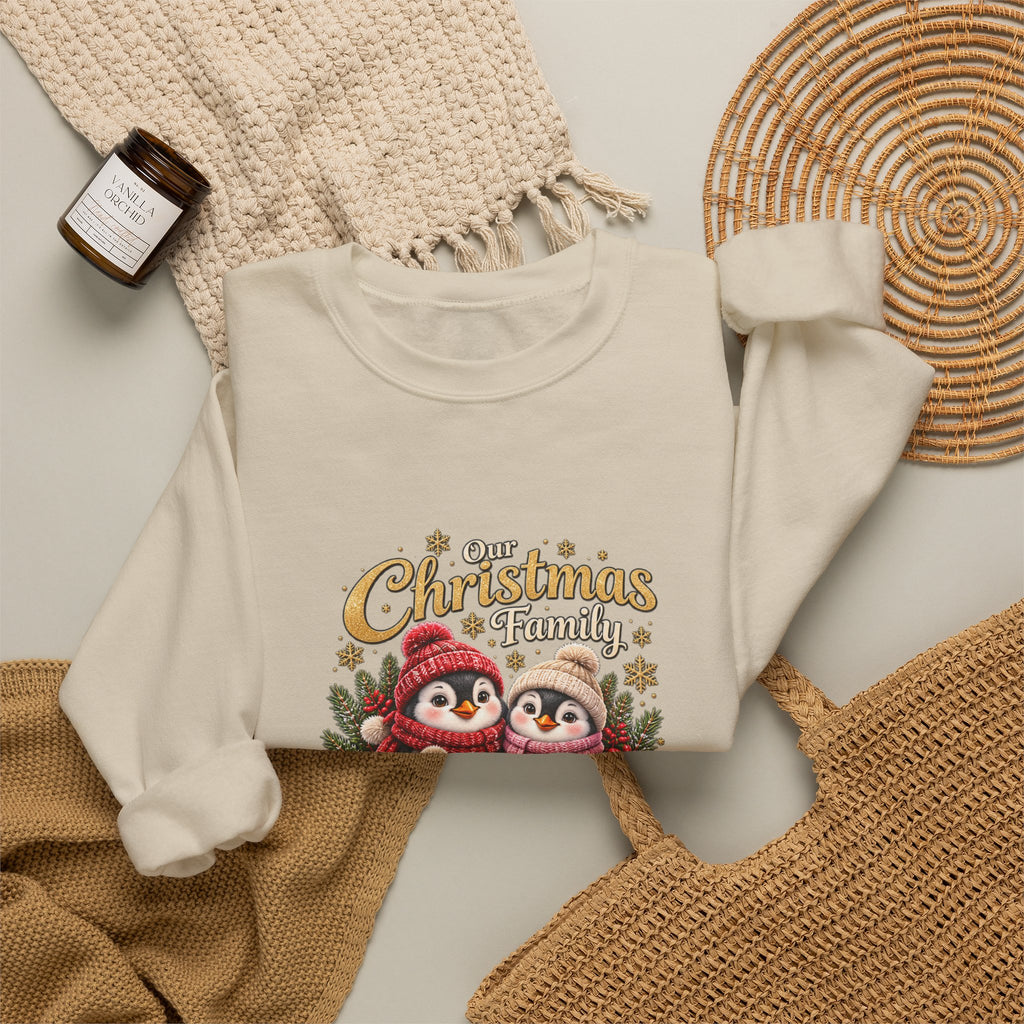 Personalized Penguin Family Christmas Sweatshirt – Custom Family Name Holiday Gift
