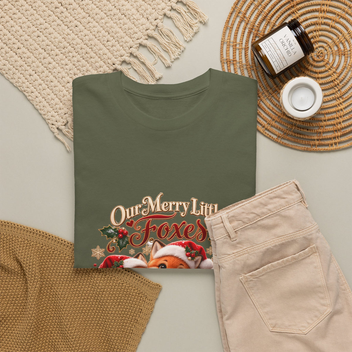 Personalized Christmas Fox Family Shirt – Custom Kids Names Holiday Mom Gift