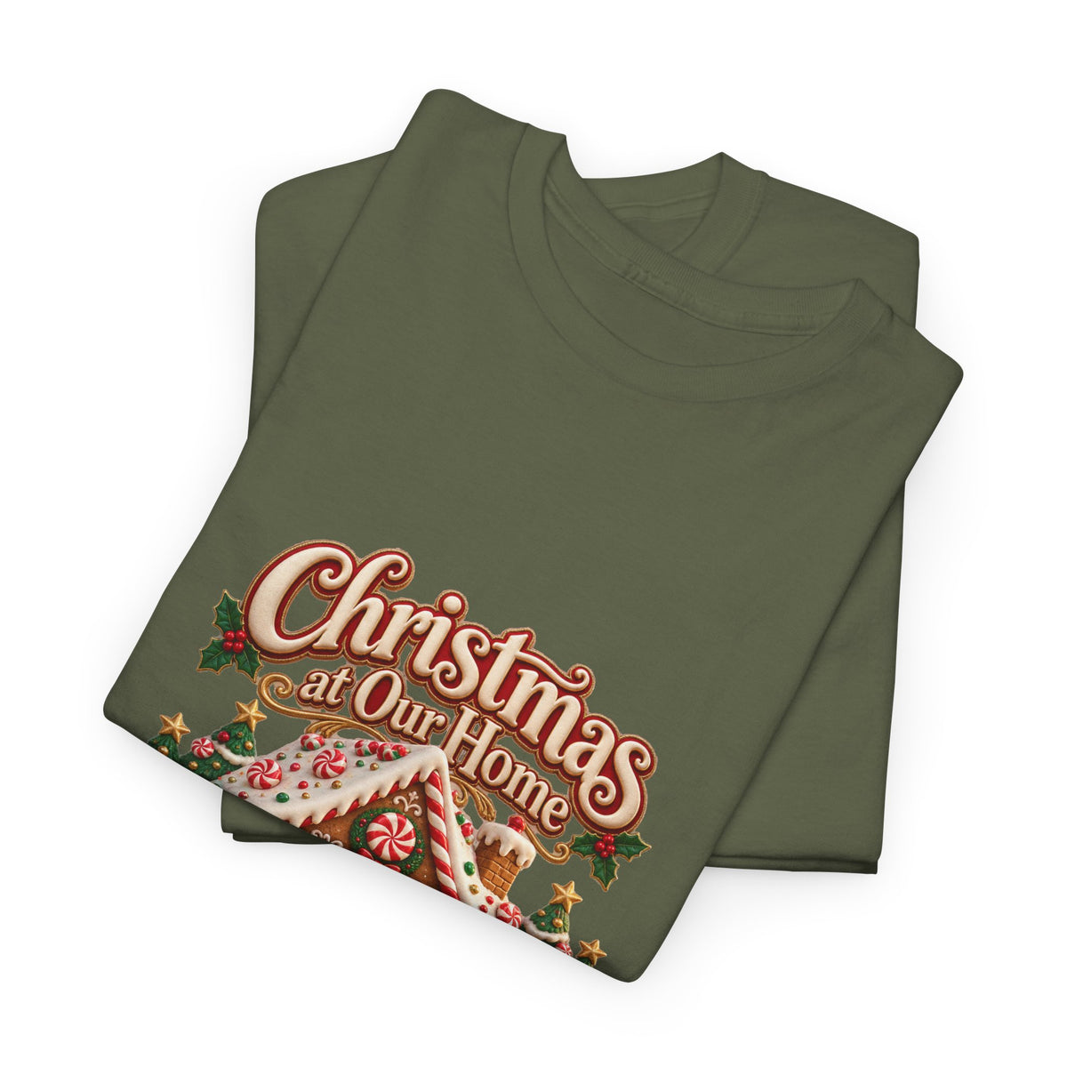 Personalized Family Christmas Shirt – Custom Family Name Gingerbread House Holiday Tee