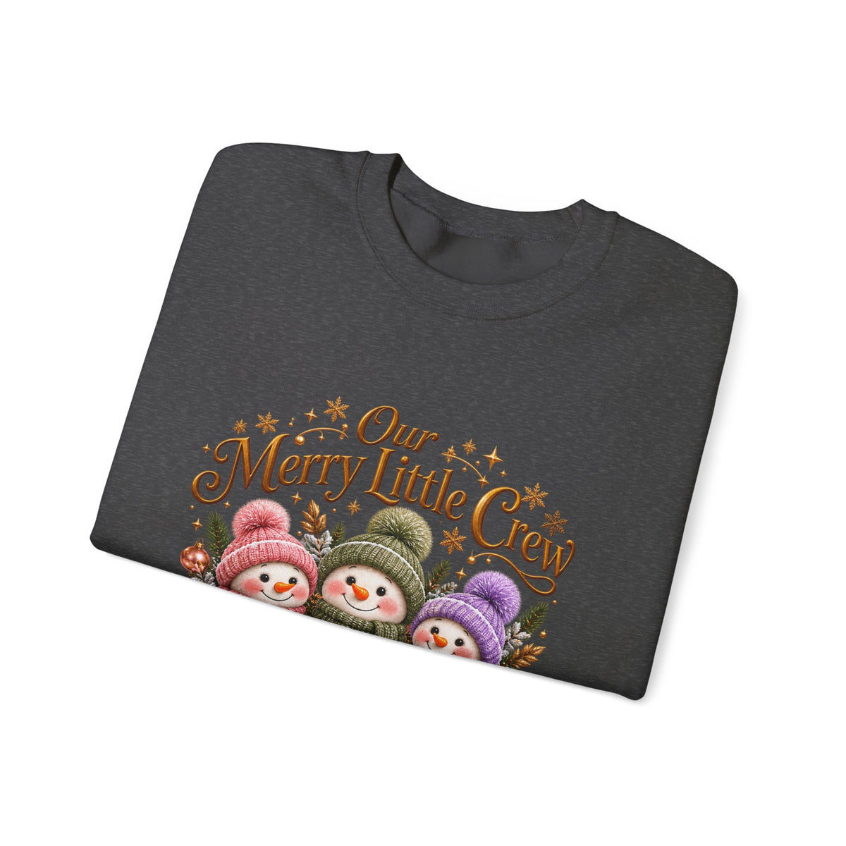 Personalized Snowman Christmas Sweatshirt – Our Merry Little Crew – Custom Kids Names