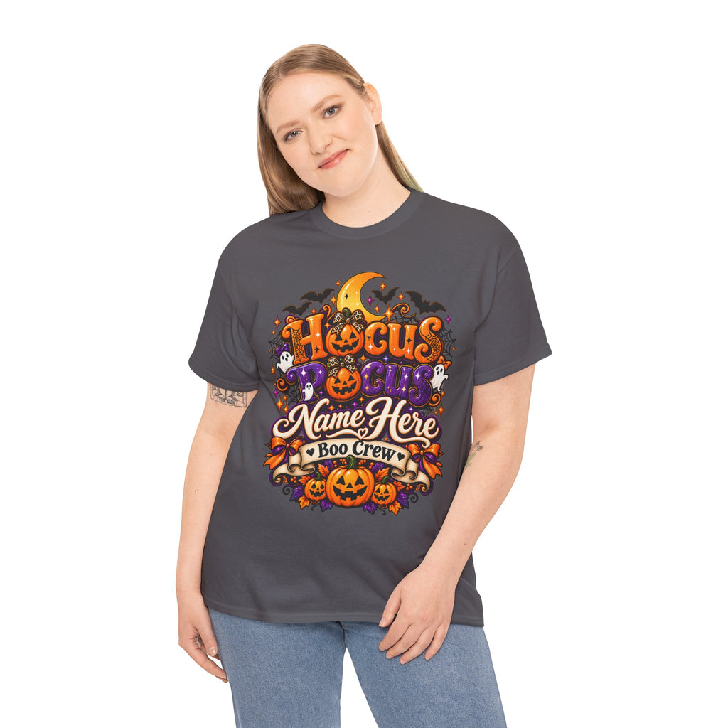 Hocus Pocus Personalized Halloween Tee — "Name Here" Boo Crew Pumpkin Shirt