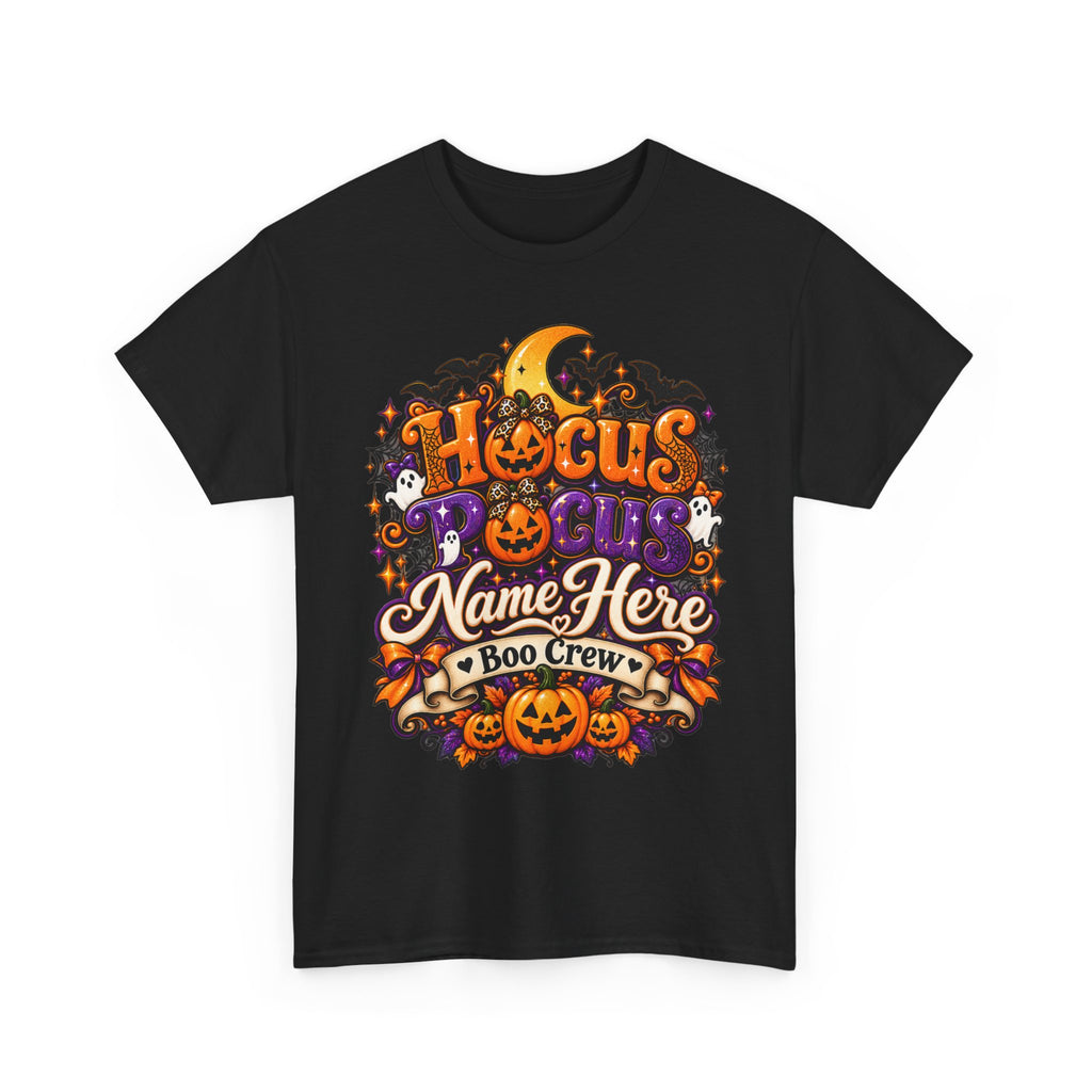 Hocus Pocus Personalized Halloween Tee — "Name Here" Boo Crew Pumpkin Shirt