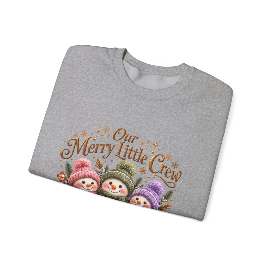 Personalized Snowman Christmas Sweatshirt – Our Merry Little Crew – Custom Kids Names