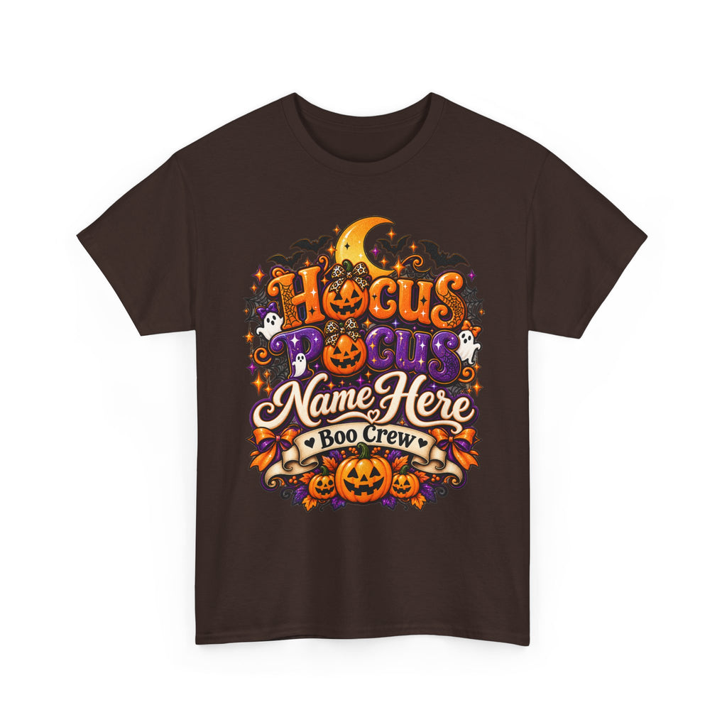 Hocus Pocus Personalized Halloween Tee — "Name Here" Boo Crew Pumpkin Shirt