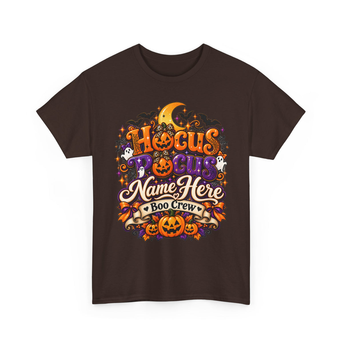 Hocus Pocus Personalized Halloween Tee — "Name Here" Boo Crew Pumpkin Shirt