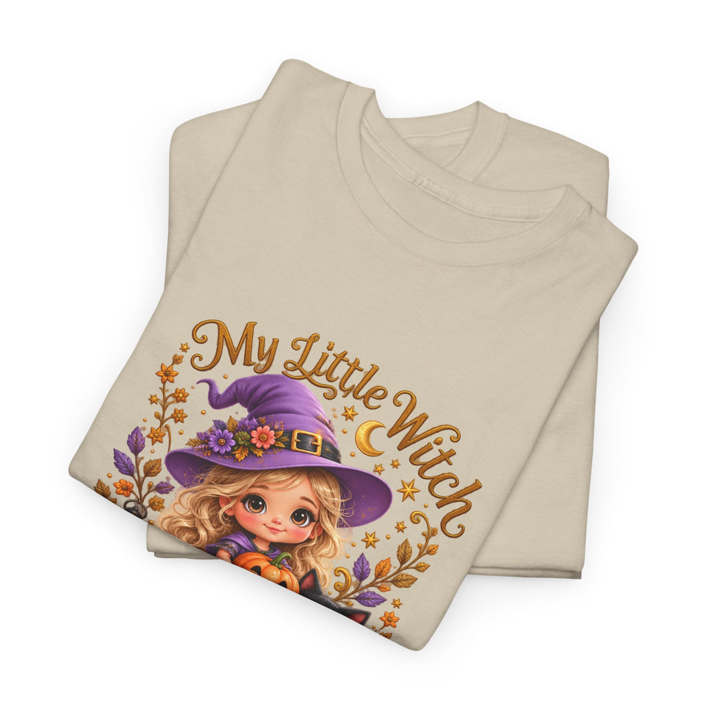Personalized Little Witch Halloween Shirt – Custom Name Tee – Cute Witch and Black Cat Design