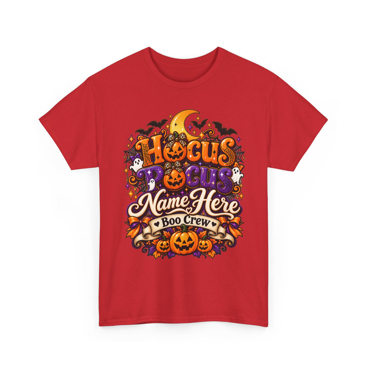 Hocus Pocus Personalized Halloween Tee — "Name Here" Boo Crew Pumpkin Shirt