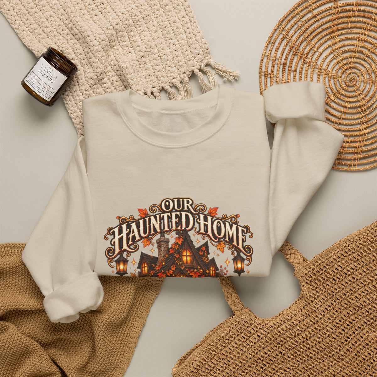 Our Haunted Home Personalized Halloween Sweatshirt – Custom Family Name