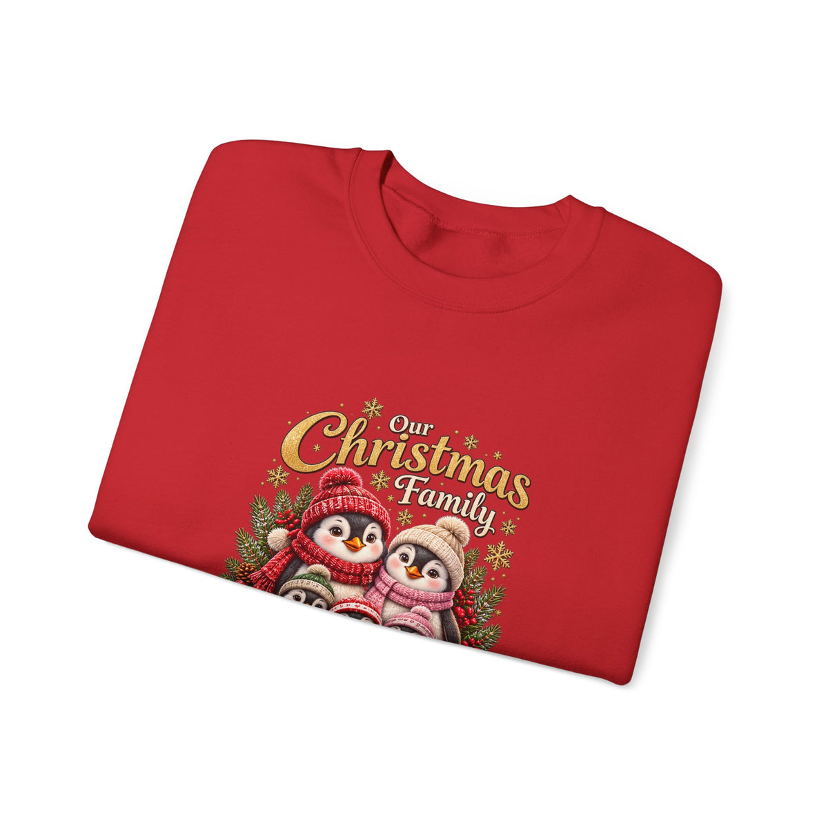 Personalized Penguin Family Christmas Sweatshirt – Custom Family Name Holiday Gift